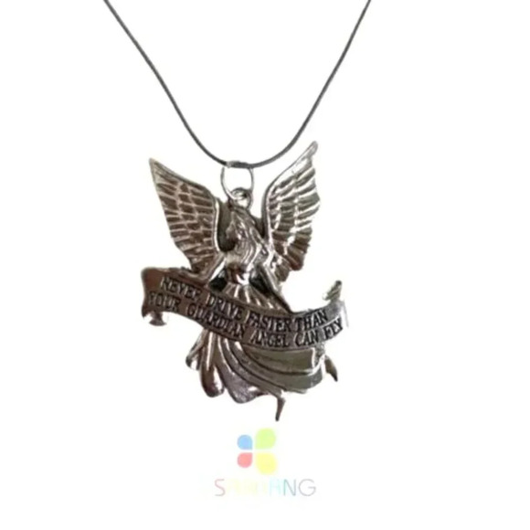 NWT Guardian Angel Silverplated Charm Pendant with 16" Branded Chain Necklace - Picture 1 of 10